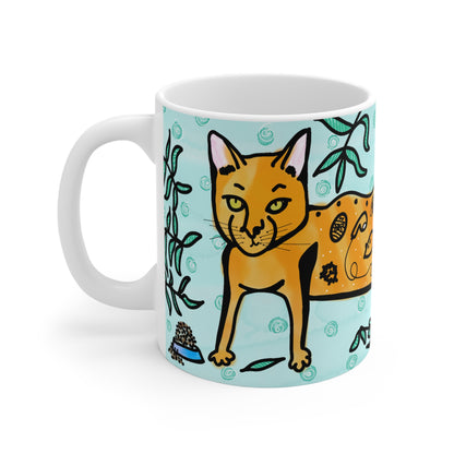 Cat eats - Ceramic Mug